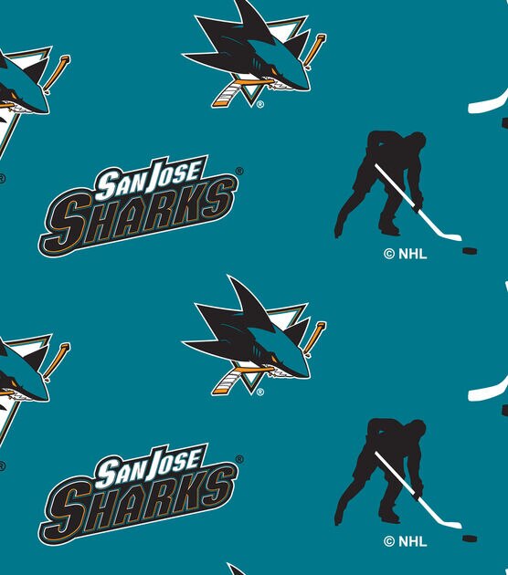 San Jose Sharks Fleece Fabric Tossed