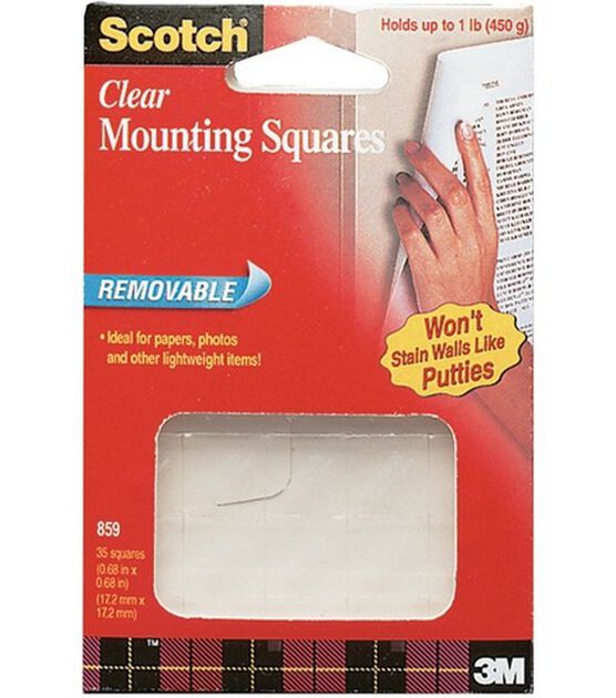 Scotch 1lb Clear Removable Mounting Squares 35ct