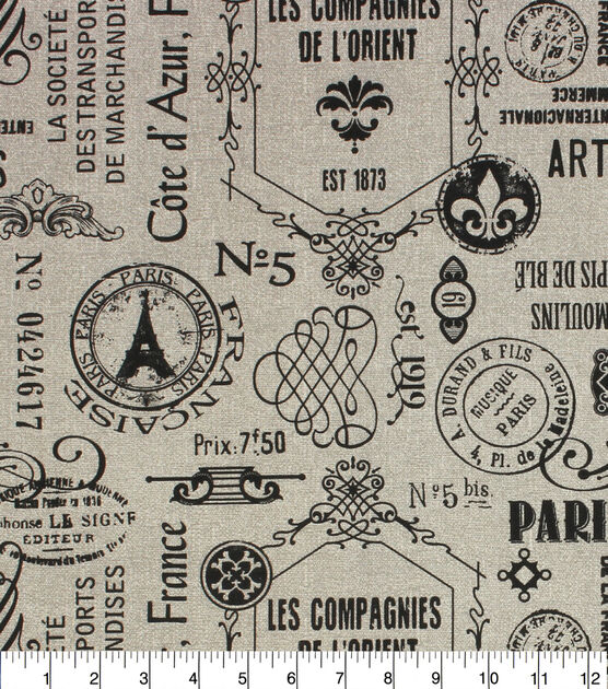 Eiffel Onyx Cotton Canvas Home Decor Fabric, , hi-res, image 2