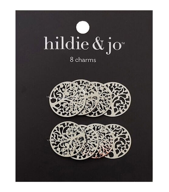 8pk Silver Filigree Tree Charms by hildie & jo