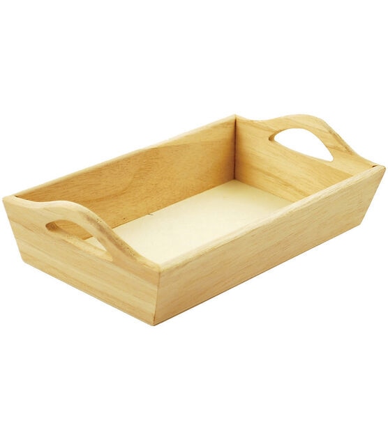 Paintable Wooden Tray with Handles