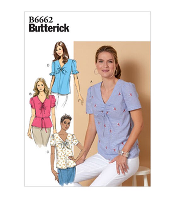 Butterick B6662 Size 12 to 20 Misses Top & Tie Sewing Pattern