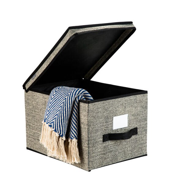Simplify 12" x 16" Black Storage Box With Handle, , hi-res, image 3