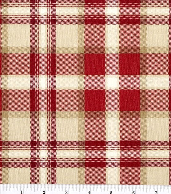 Ethan Red Cotton Canvas Home Decor Fabric