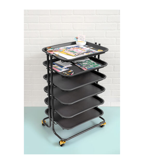 We R Memory Keepers Black Storage Project Cart With 6 Trays & 4 Wheels, , hi-res, image 5