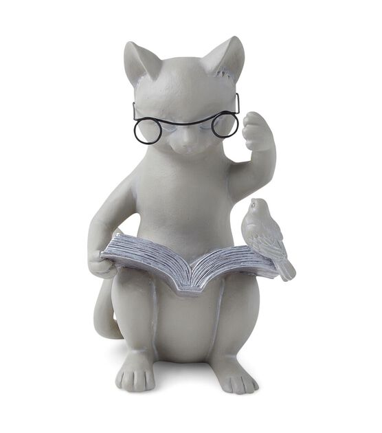 10" Spring Reading Cat Outdoor Garden Statue by Place & Time, , hi-res, image 2