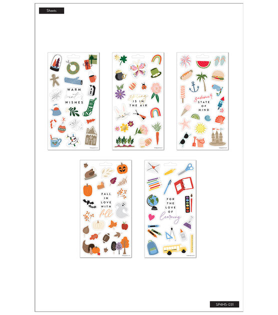 97pc Cheerful Seasons 5 Sheet Happy Planner Stickers, , hi-res, image 2