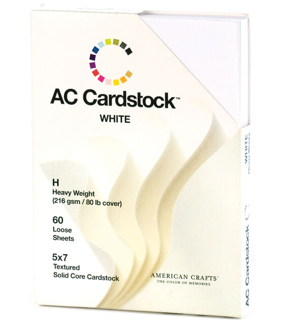 American Crafts Textured Cardstock Pack 5X7 Solid White