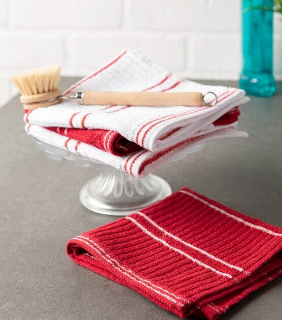 Design Imports Ribbed Terry Dishcloth Red, , hi-res, image 4