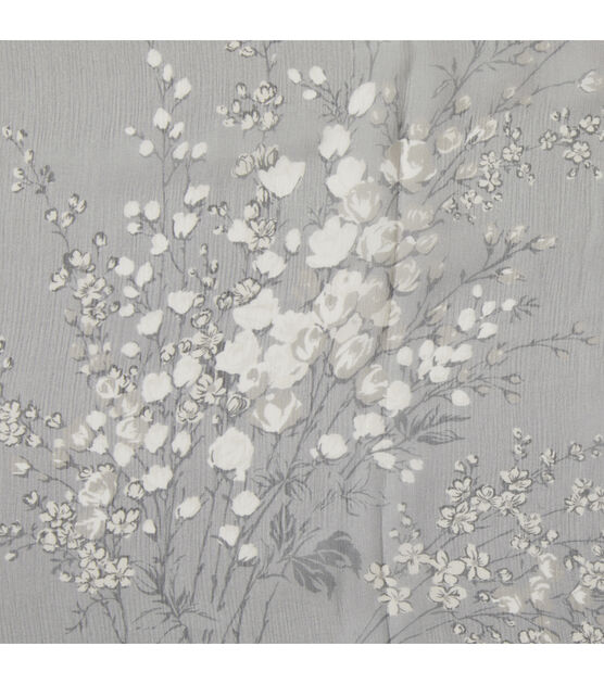 Designer White Gray Sheer Silk Floral Specialty Apparel Fabric