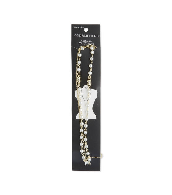 30 Gold Pearl & Bead Dual Chain Necklace by hildie & jo
