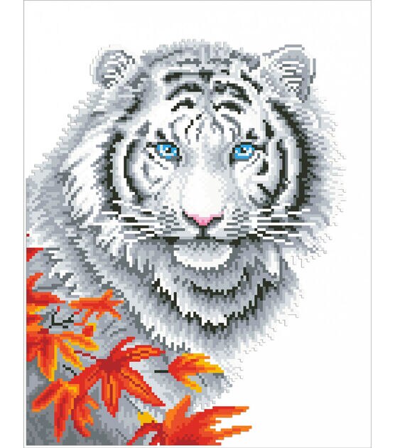 Diamond Embroidery Facet Art Kit 17.2"X21.7" White Tiger In Autumn, , hi-res, image 3