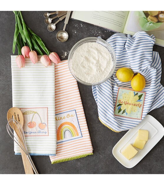 Design Imports Set of 3 Assorted Rainbow Kitchen Towels, , hi-res, image 8
