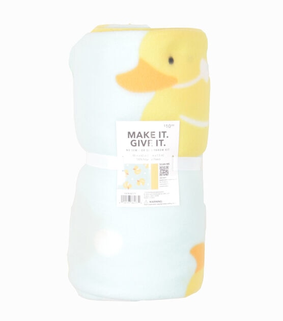 48" Wide Baby Duckies on Teal No Sew Fleece Blanket by Make It Give It, , hi-res, image 2