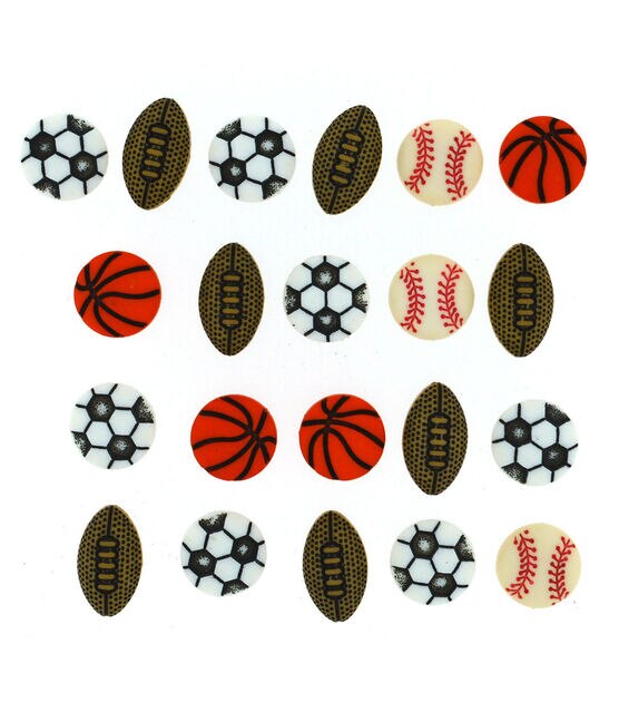 Dress It Up 21ct Tiny Sports Equipment Novelty Buttons