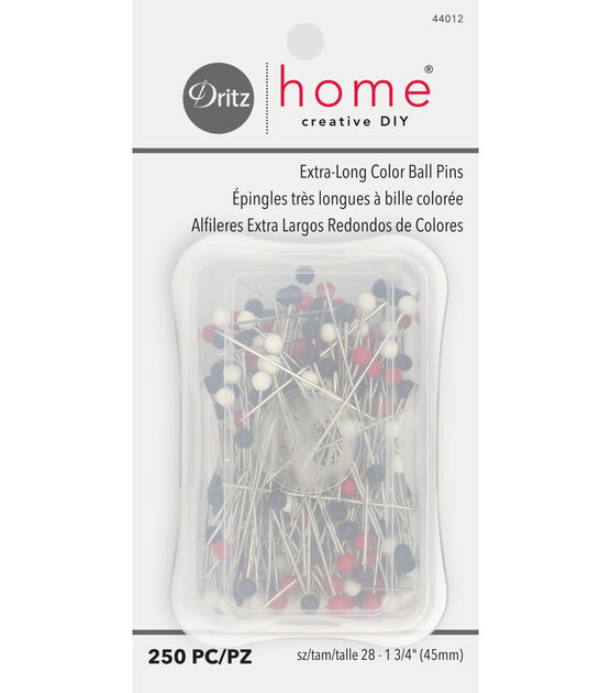 Dritz 1-3/4" Extra-Long Color Ball Pins, 250 pc