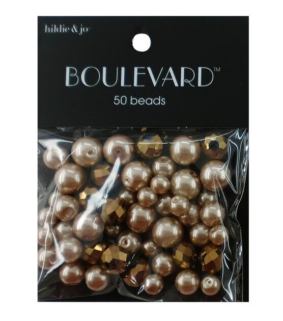 50pc Tan & Brown Mixed Glass Beads by hildie & jo