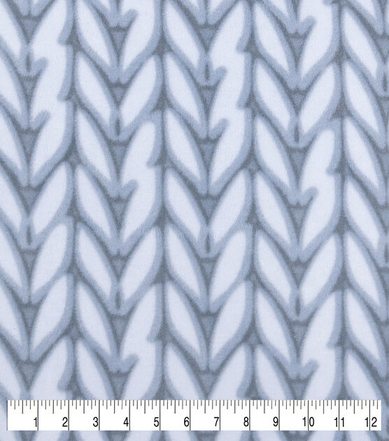 Blue Sweater Knit Pattern Anti Pill Fleece Fabric, , hi-res, image 2