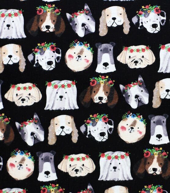 Flower Crown Pups Super Snuggle Flannel Fabric