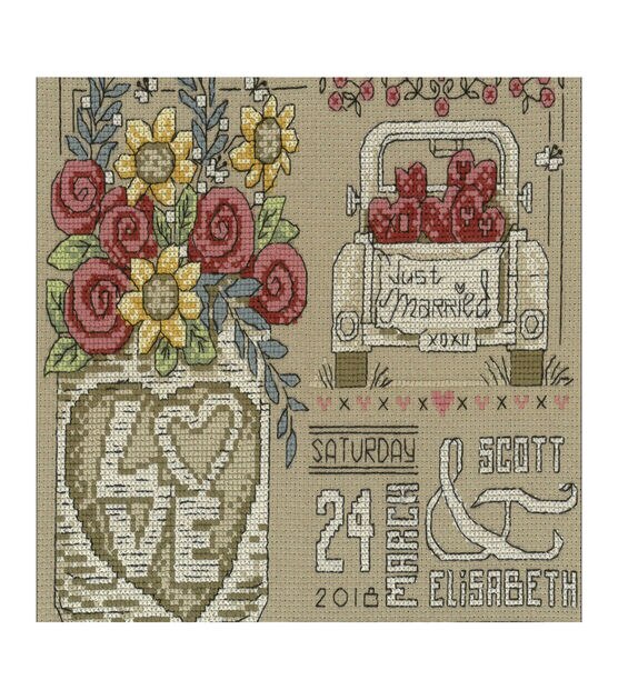 Imaginating 9" x 7.5" Rustic Wedding Counted Cross Stitch Kit, , hi-res, image 2