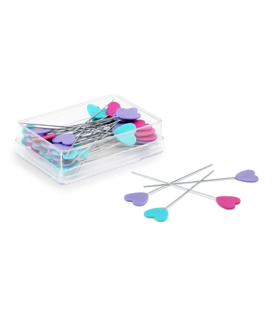 Dritz 2" Flat Heart Head Pins, 50 pc, Assorted, , hi-res, image 3