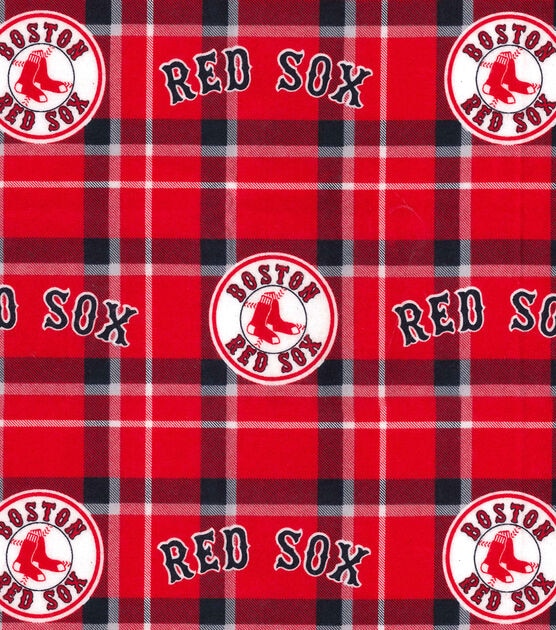 Fabric Traditions Boston Red Sox Flannel Fabric Plaid