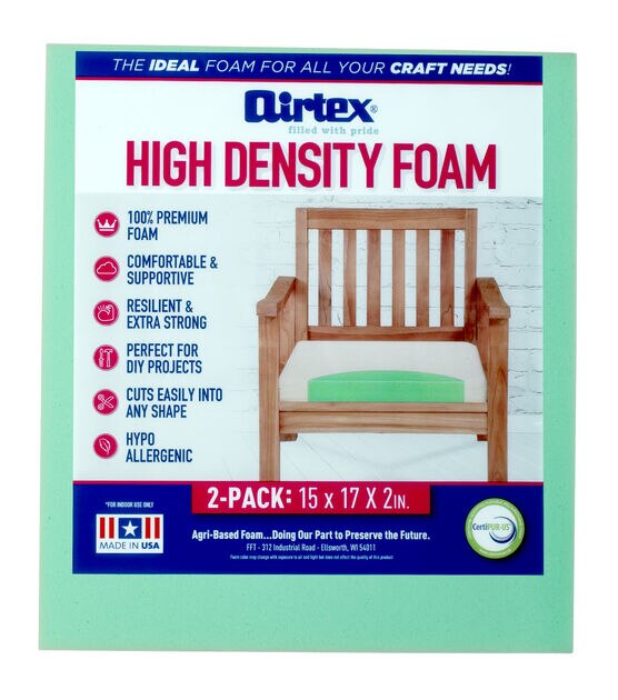 Upholstery Foam 2 inch X 20 X 20 High Density Foam Padding Seat Cushion  Foam, Set of 4