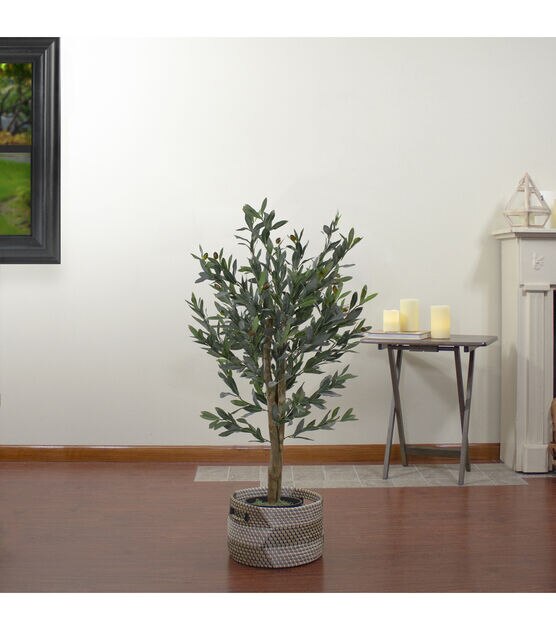 Northlight 40" Brown and Green Artificial Olive Tree with Foliage, , hi-res, image 2