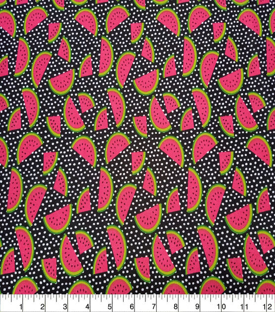 Watermelons & Dots on Black Quilt Cotton Fabric by Quilter's Showcase