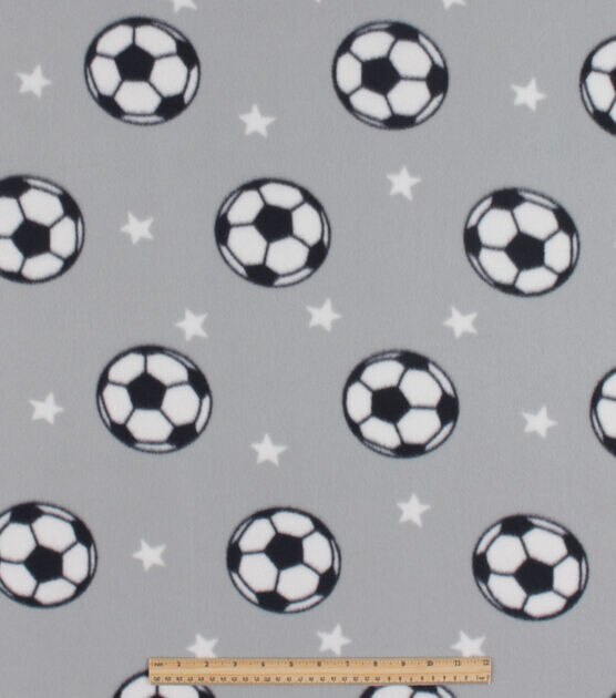 Tossed Soccer Balls Blizzard Prints Fleece Fabric, , hi-res, image 2