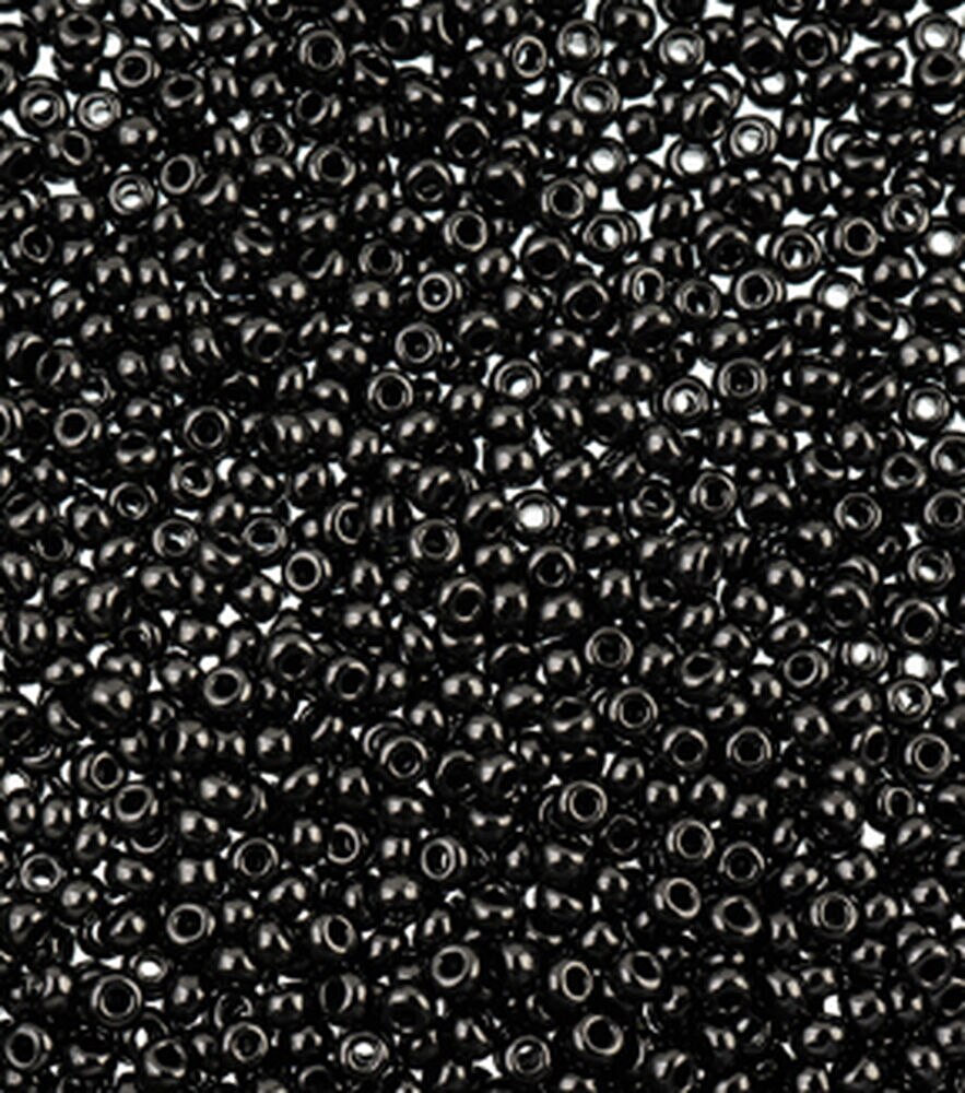 John Bead Czech Glass Beads 24G 10/0, Black, swatch, image 1