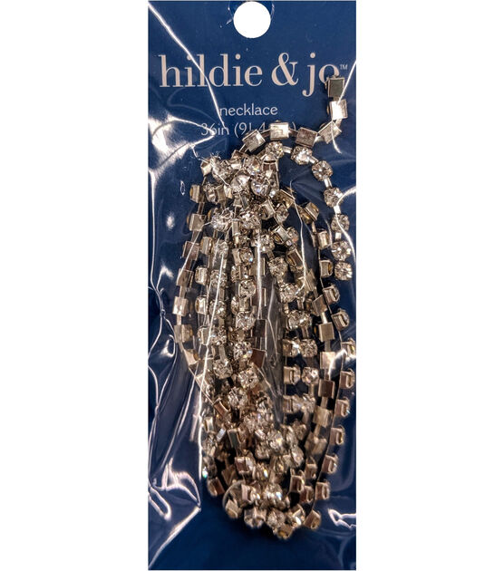 36" Silver Cup Chain Necklace With Crystal Rhinestones by hildie & jo