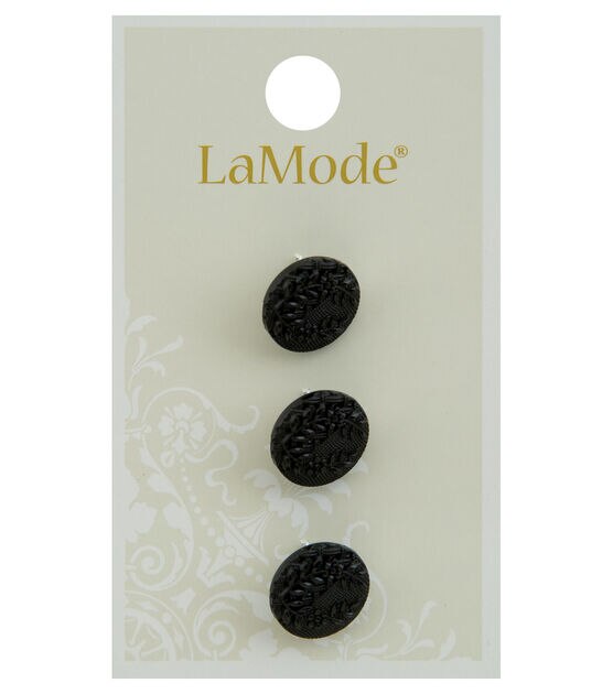 La Mode 1/2" Black Shank Buttons 3pk