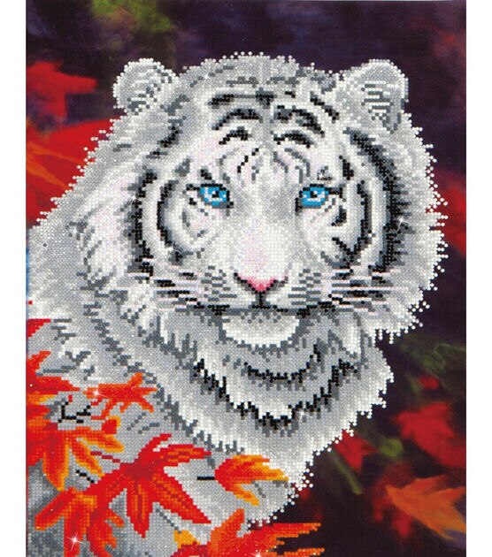 Diamond Embroidery Facet Art Kit 17.2"X21.7" White Tiger In Autumn