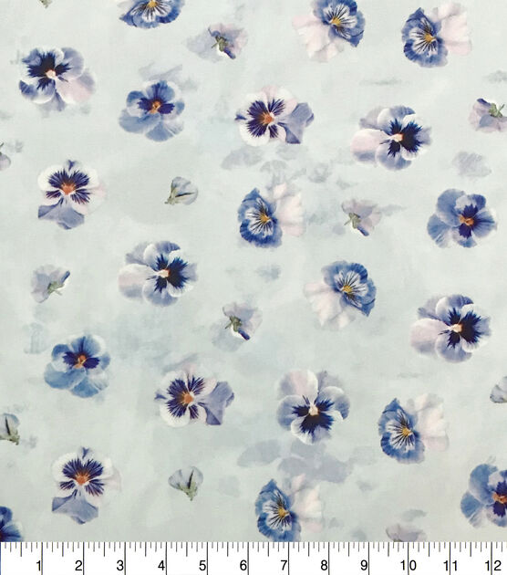 White Pansy Icons Double Brush Jersey Knit Fabric, , hi-res, image 4