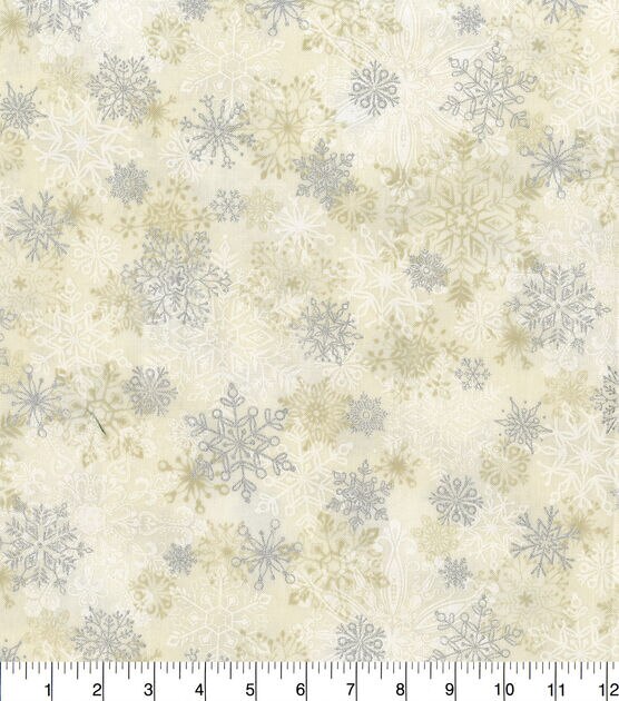 Hi Fashion Layered Snowflake Christmas Metallic Cotton Fabric, , hi-res, image 2
