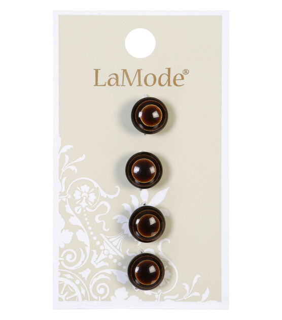 La Mode 3/8" Brown Shank Buttons 4pk