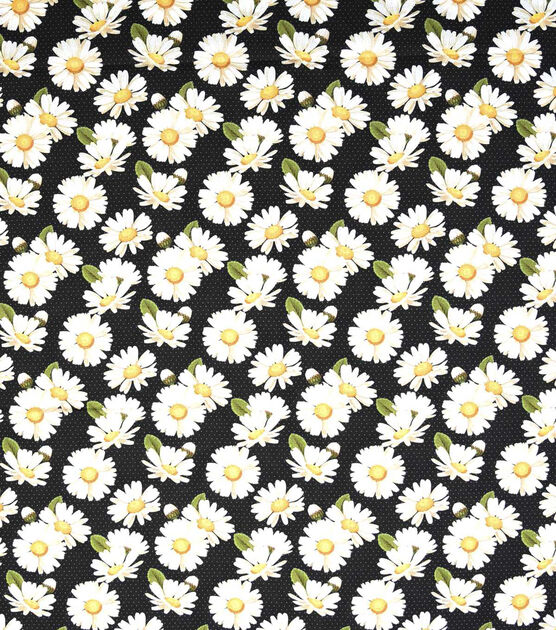 Daisies & Dots on Black Quilt Cotton Fabric by Keepsake Calico