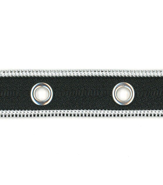 Simplicity Eyelet Zipper Trim 0.63'' Black