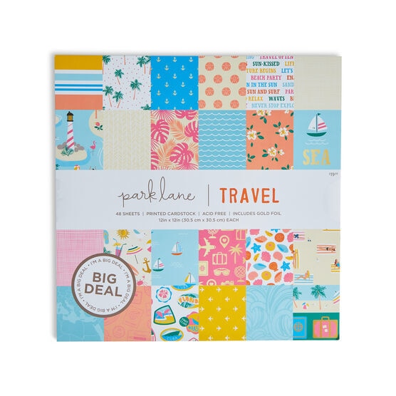 48 Sheet 12" x 12" Travel Cardstock Paper Pack by Park Lane