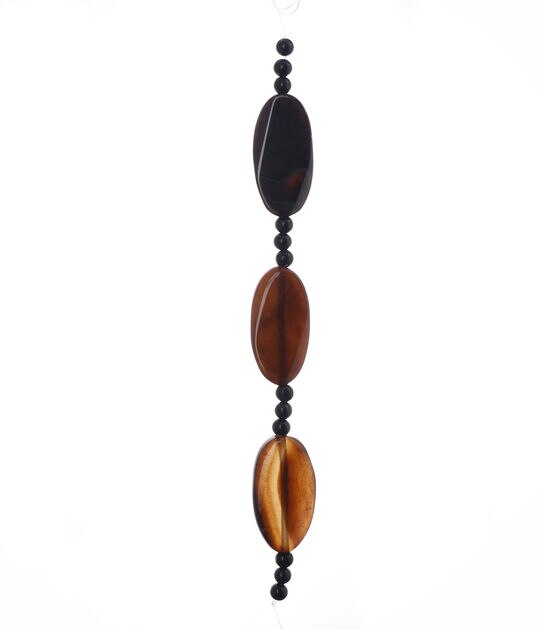 20mm x 40mm Black & Brown Oval Agate Stone Bead Strand by hildie & jo, , hi-res, image 3