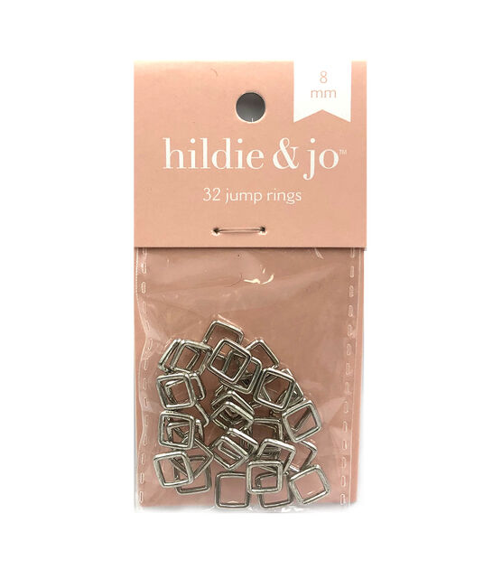 8mm Antique Silver Square Jump Rings 32pk by hildie & jo