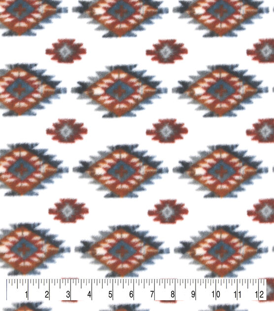 Lodge Aztec Pattern on White Anti Pill Fleece Fabric
