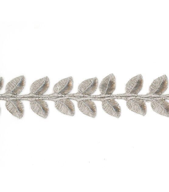 Simplicity Twin Leaf Trim 1.88'' Silver, , hi-res, image 2