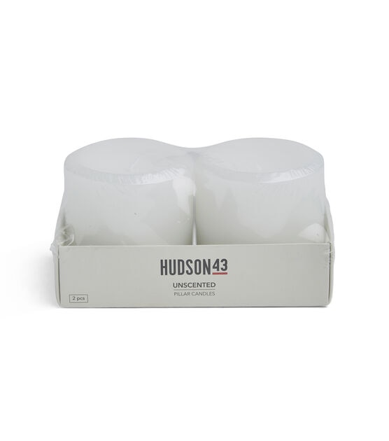 3" x 3" White Unscented Pillar Candles 2pk by Hudson 43