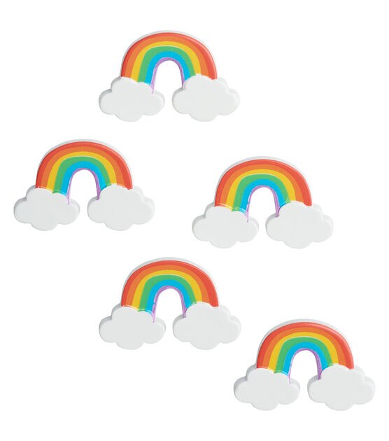 Flair Originals 1 3/8" Multi Rainbow With Clouds Shank Buttons 5pc, , hi-res, image 3
