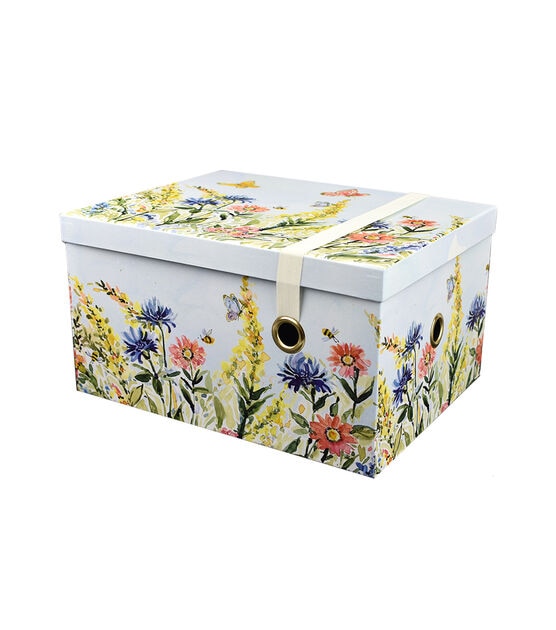 15" Joyful Floral Rectangle Box With Elastic Strap by Place & Time