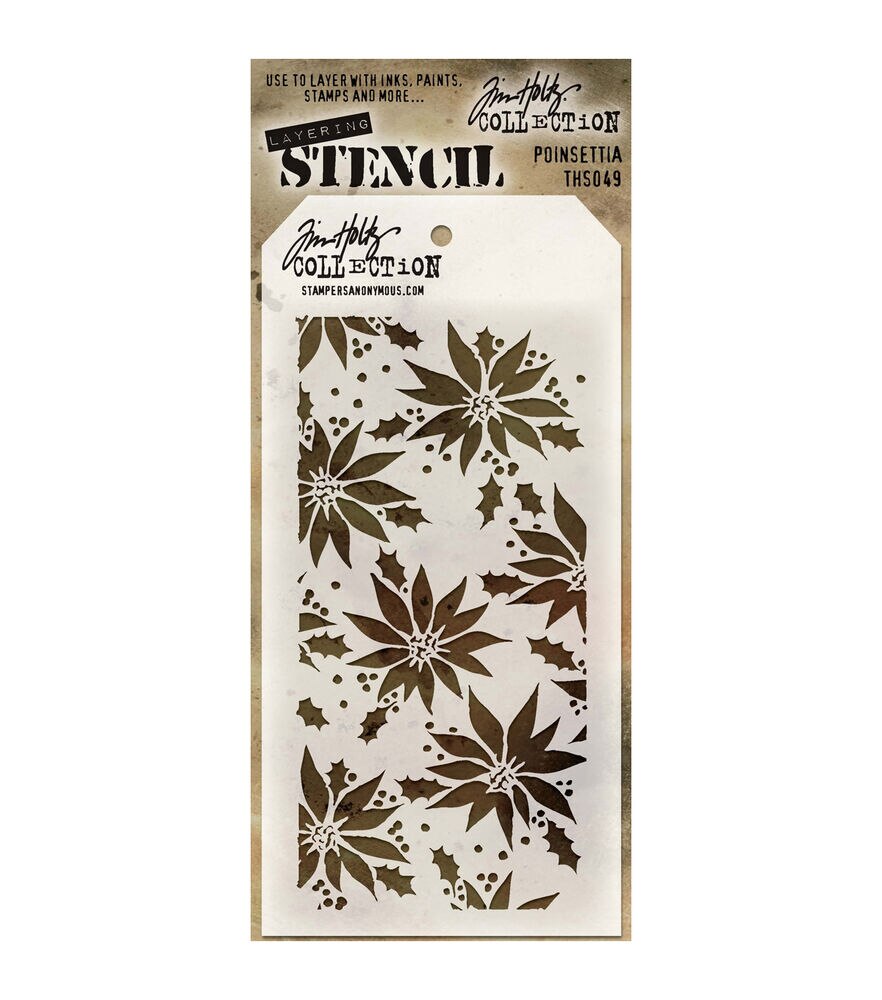Tim Holtz 4.24" x 8.5" Layered Stencils, Poinsettia, swatch