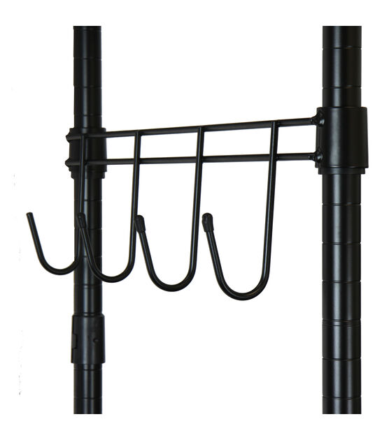 Oceanstar 75.5" Black Garment Rack With Adjustable Shelves With Hooks, , hi-res, image 6