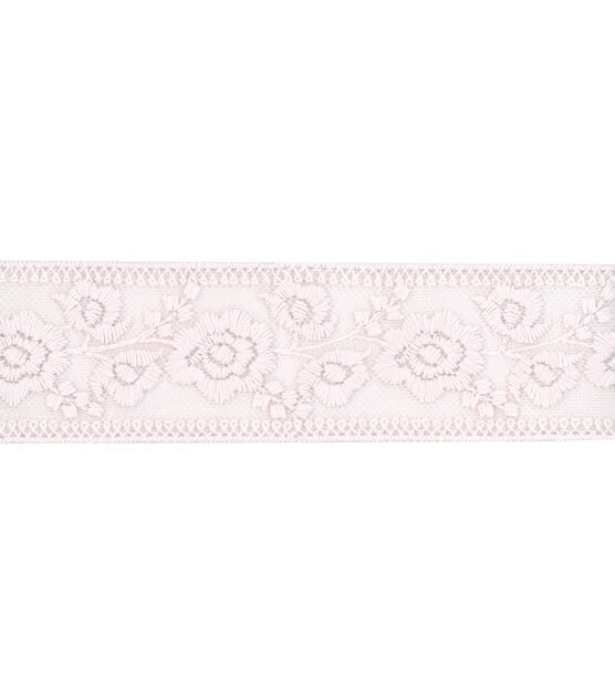 Simplicity Embroidered Mesh Trim 1.75'' Blush Rose, , hi-res, image 2